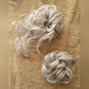 Elegant Silver Gray Scrunchie Hair Extensions